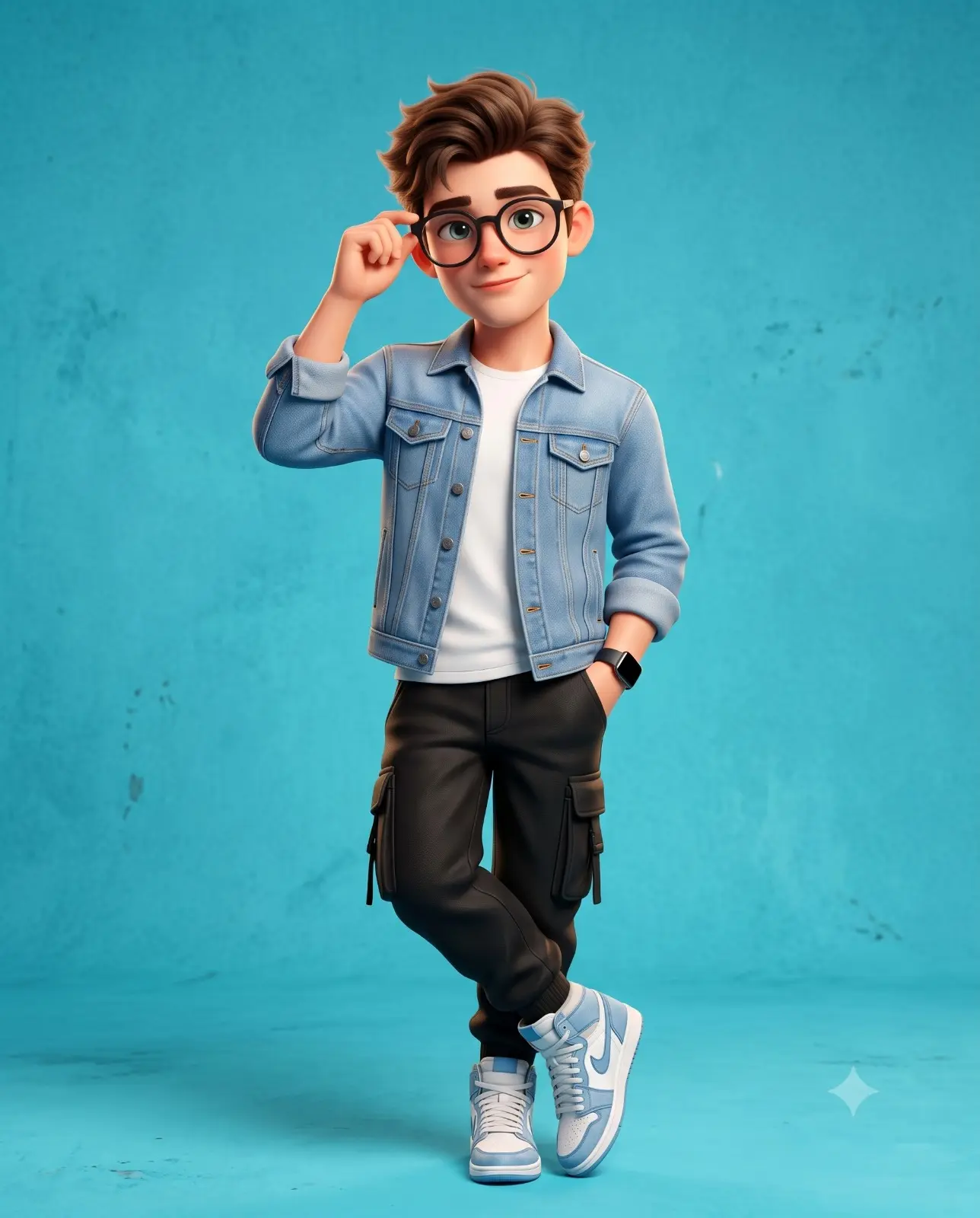 3D Cartoon Boy In Denim Jacket
