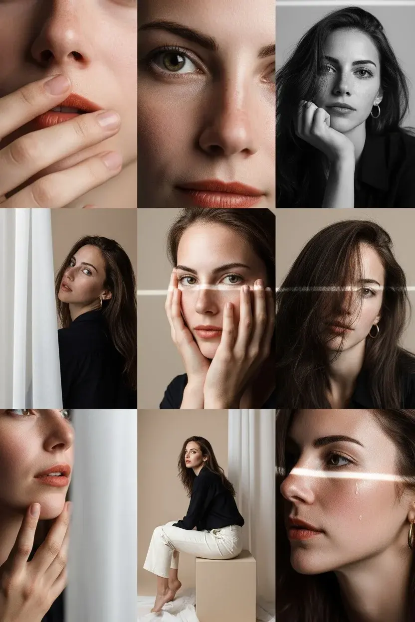 3x3 Photos In Clean Soft Beige Studio