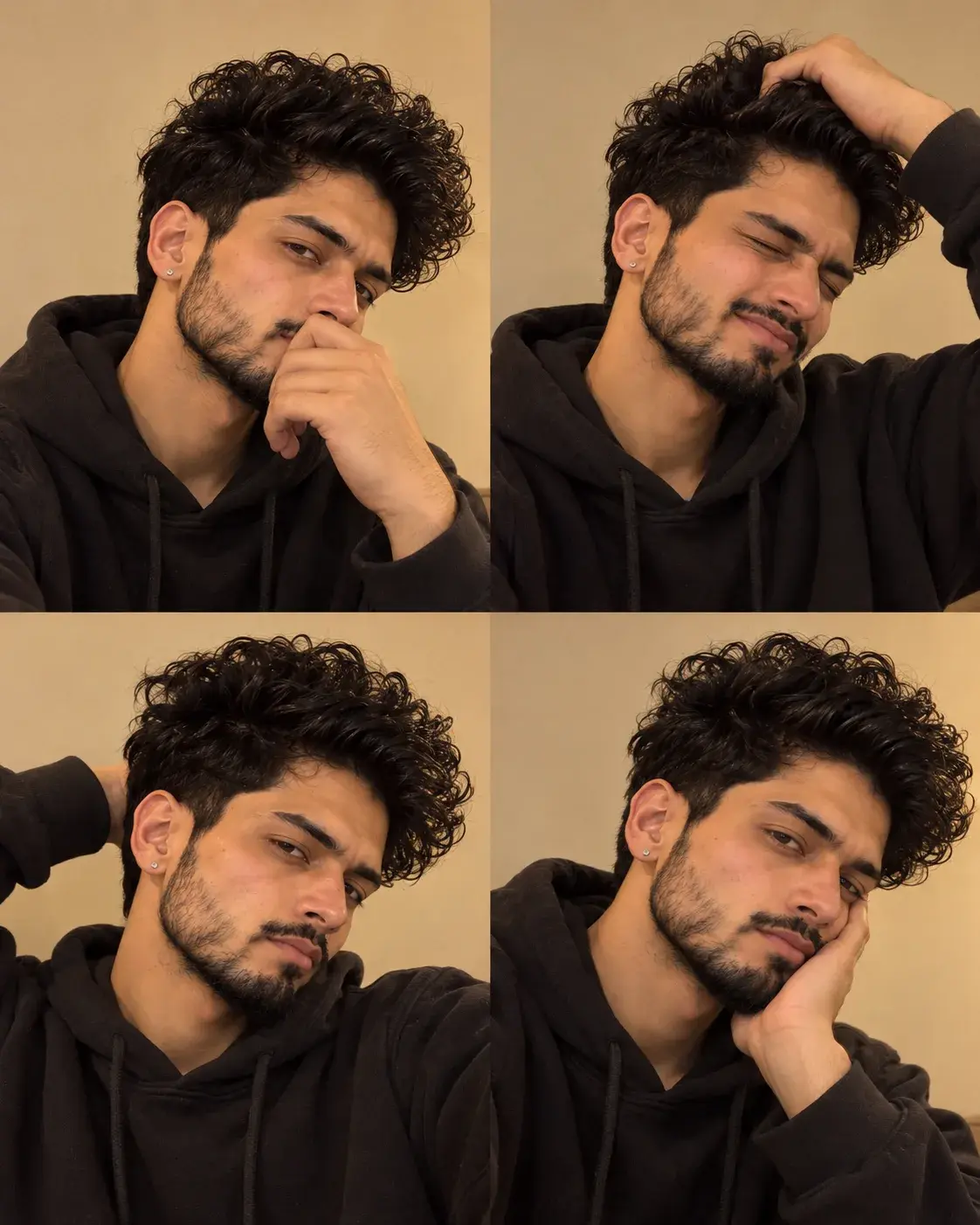 4-Panel Men's Selfie Collage | Realistic South Asian Boy Portrait