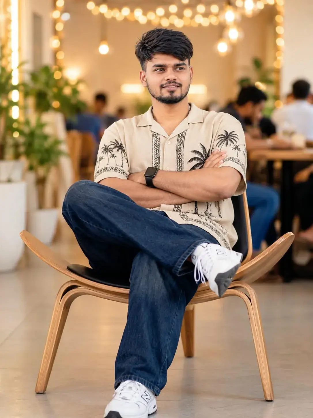 4K Men's Café Fashion Portrait Prompt