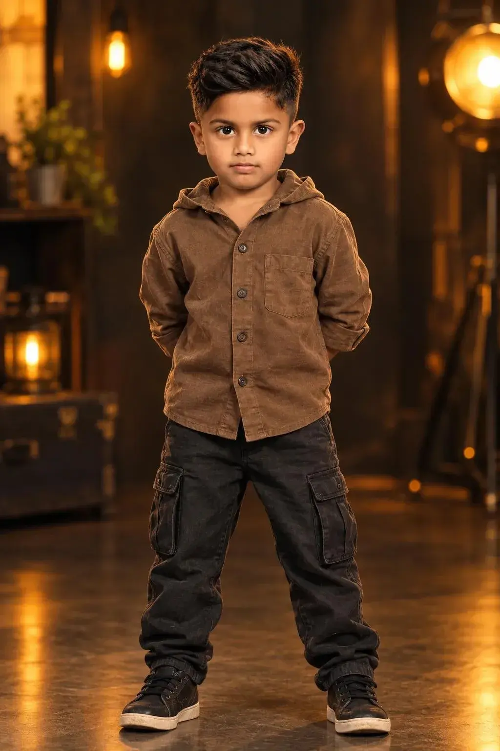 6-Year-Old Cute Boy, Full-Body Cinematic Portrait