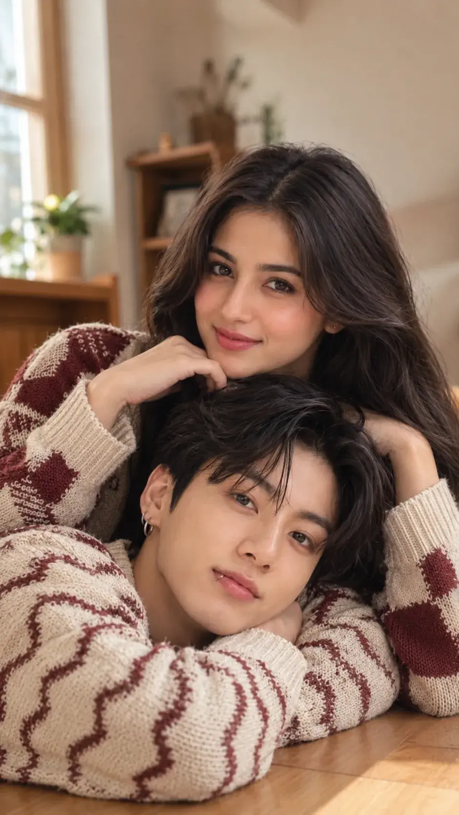 A Beautiful Couple Sharing A Cozy And Romantic Moment ❤️