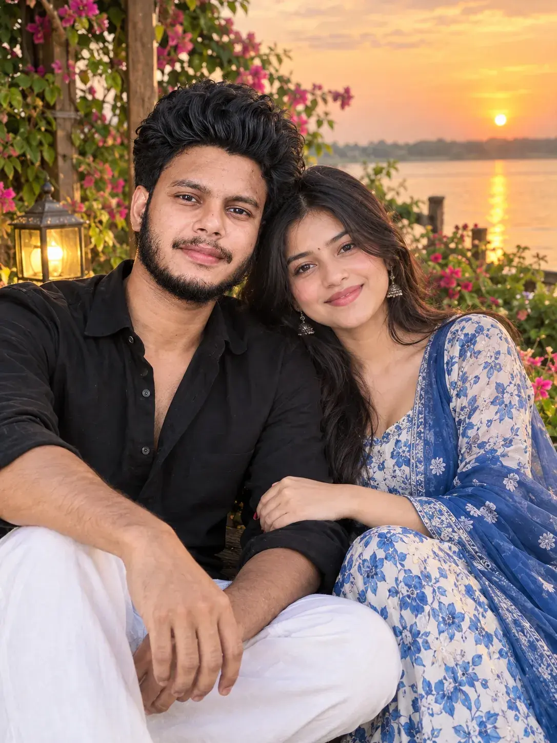 A Beautiful Young South Asian Couple Sitting