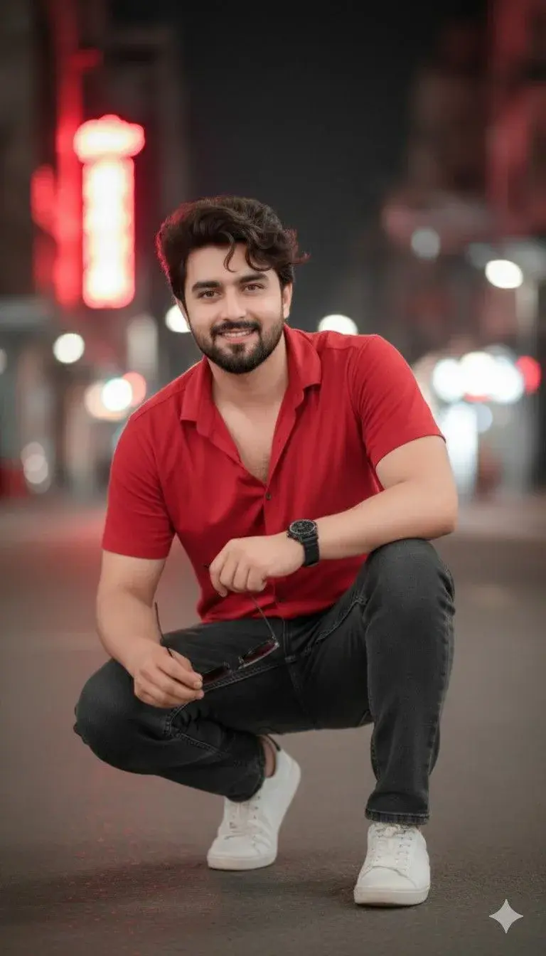 A Cinematic Nighttime Portrait Of A Young Man