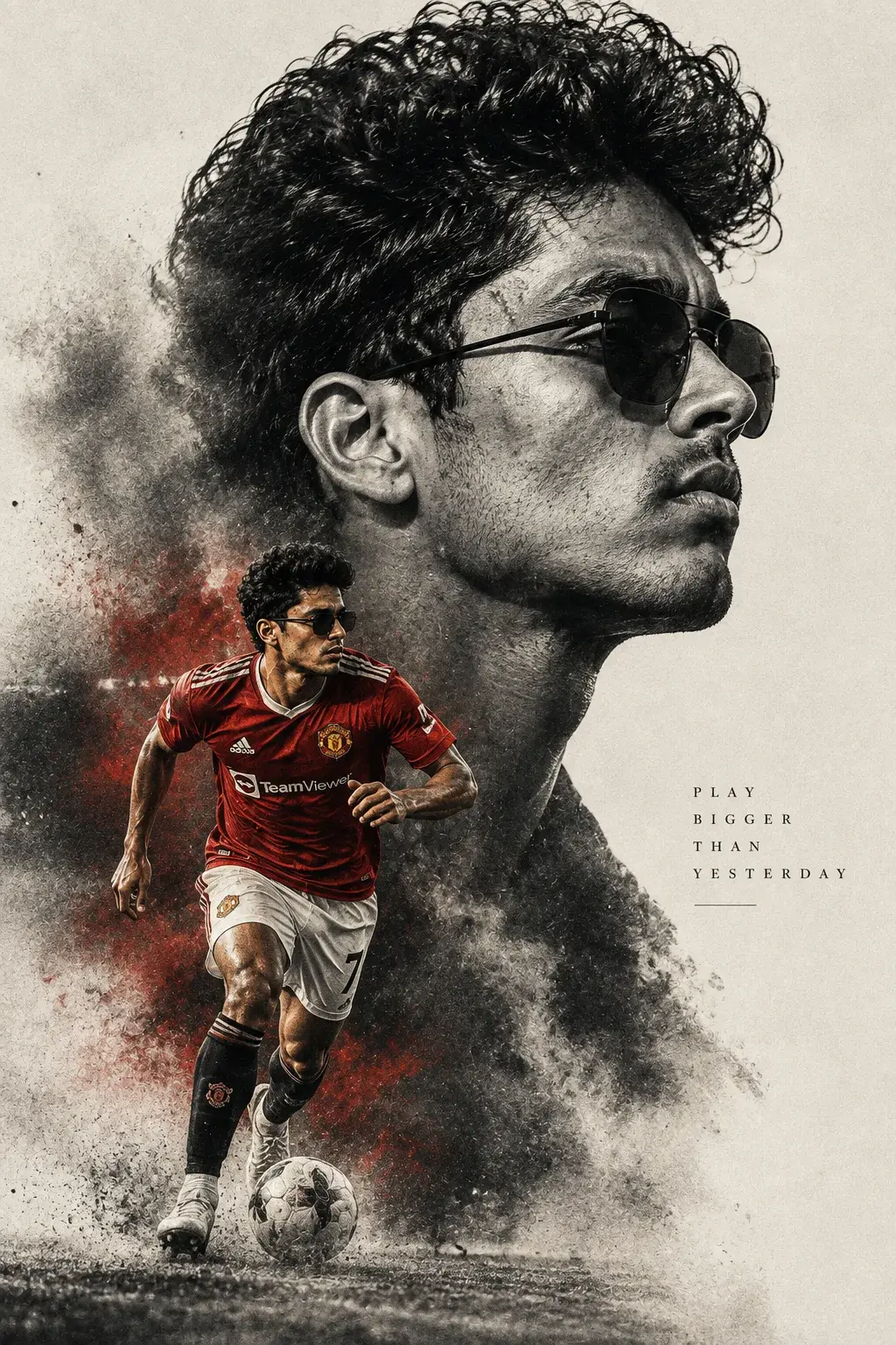 A Dramatic Double Exposure Portrait Of A Professional Football