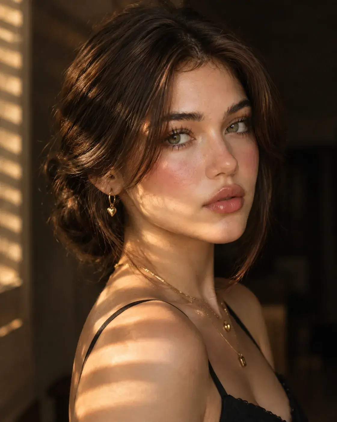 A Hyper Realistic Fashion Portrait Of A Striking Young Woman Captured In A Close Up