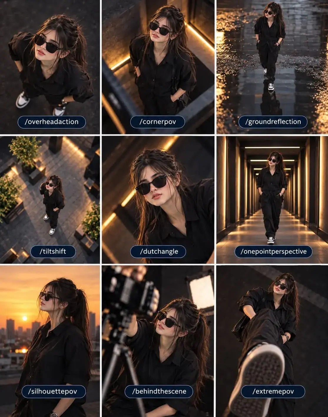 A Stylish Woman In An All-Black Outfit — 9 Cinematic Poses With A Bold Streetwear Aesthetic 🖤🔥