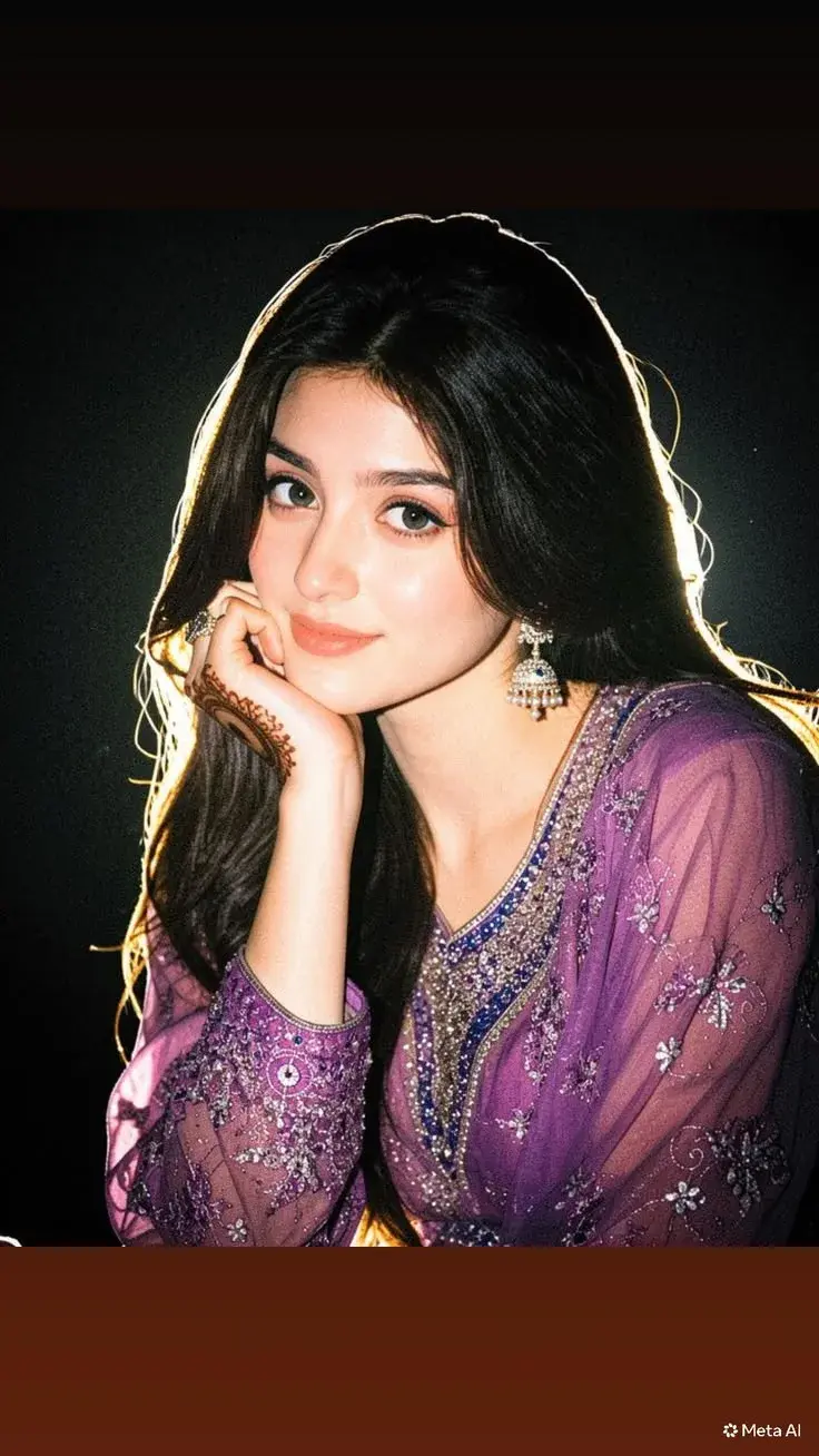 A Young Woman With Long, Dark Hair And A Purple Dress,