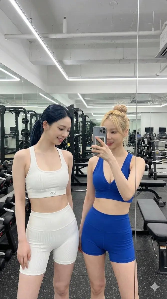Aespa's Karina And Winter In A Gym Mirror Selfie