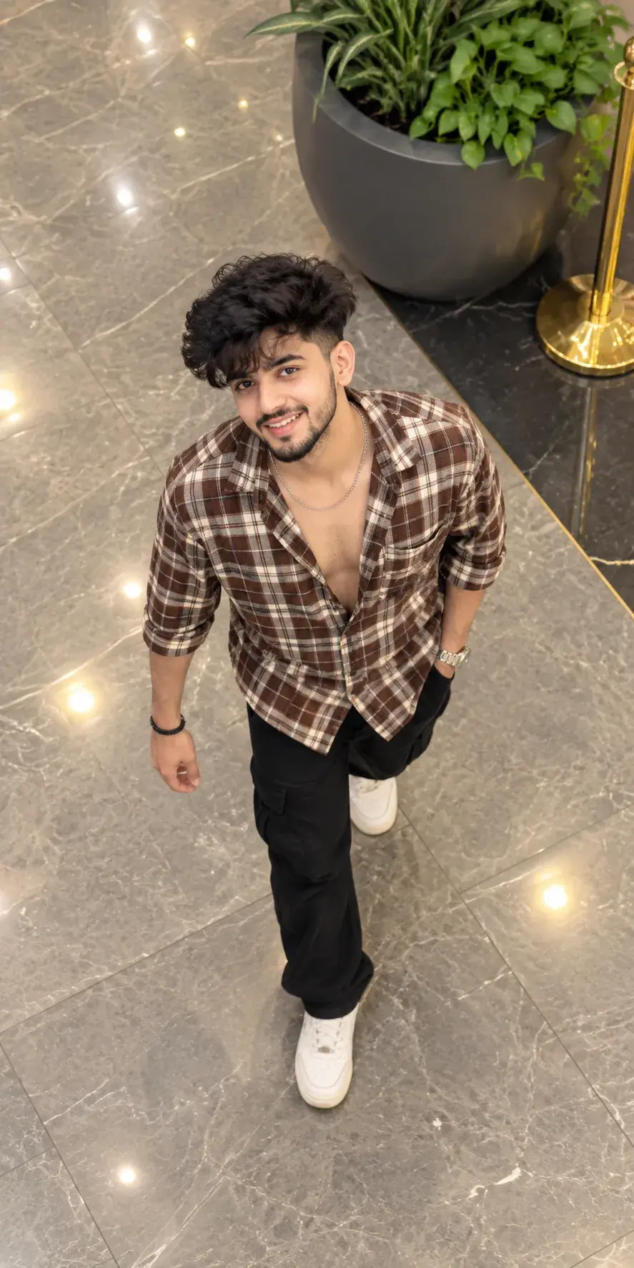 Aesthetic Boy Photography 📸 | Stylish Brown Plaid Shirt Outfit