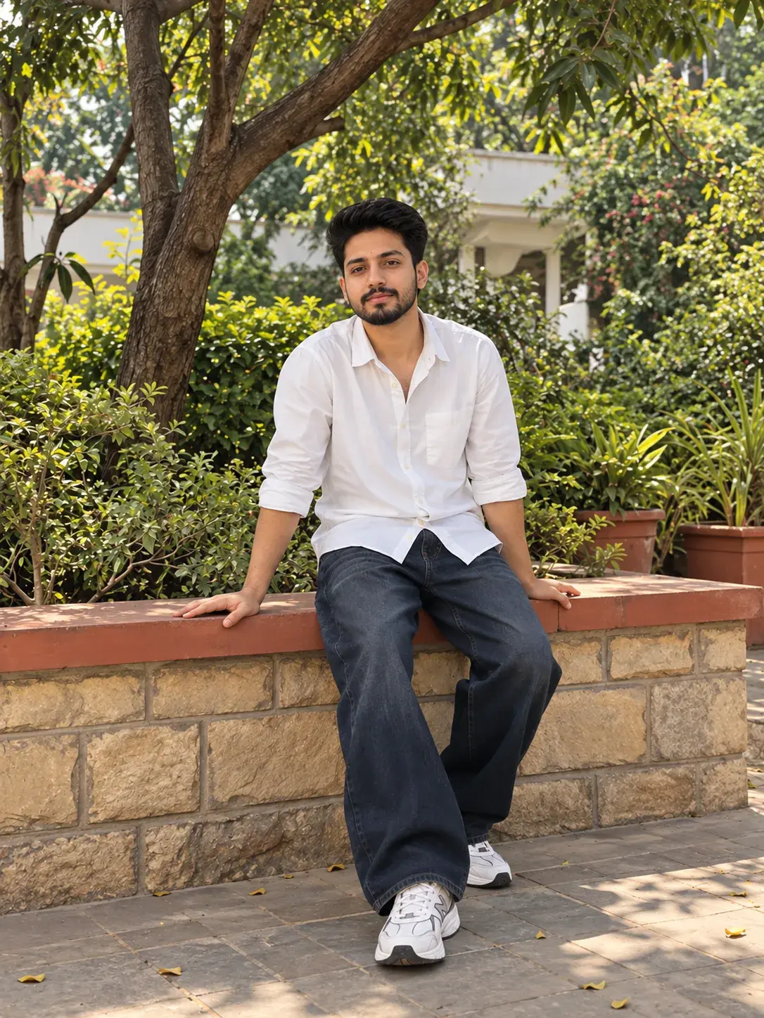 Aesthetic Sitting Pose Outdoor Portrait