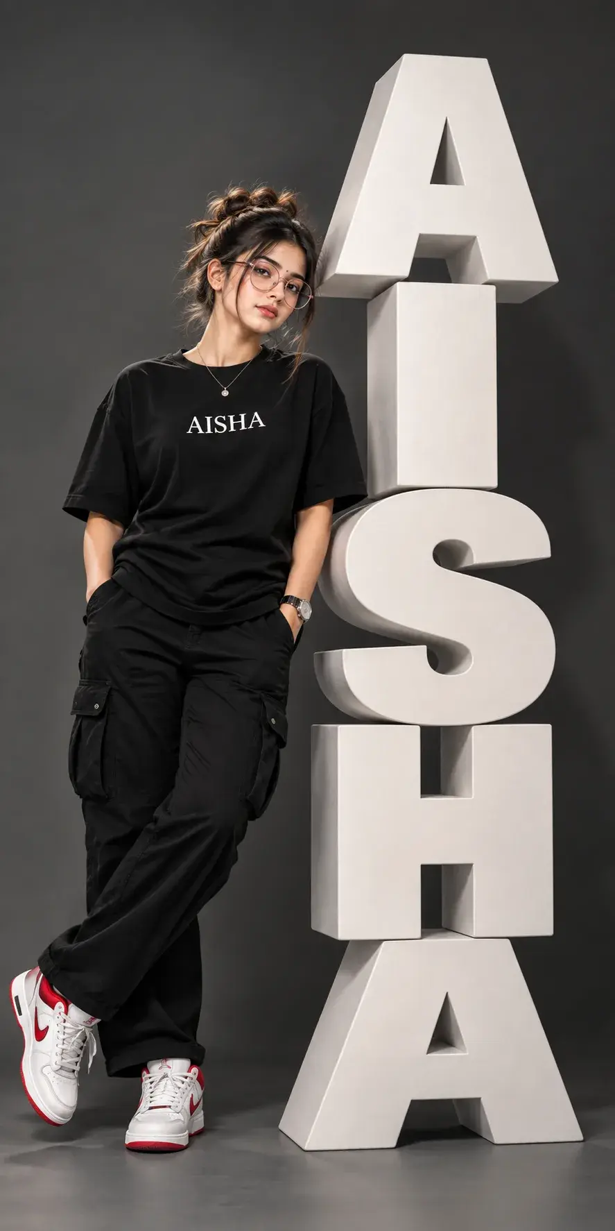 Aisha Streetwear Aesthetic 🖤 | 3D Typography Fashion Portrait | Studio Edit