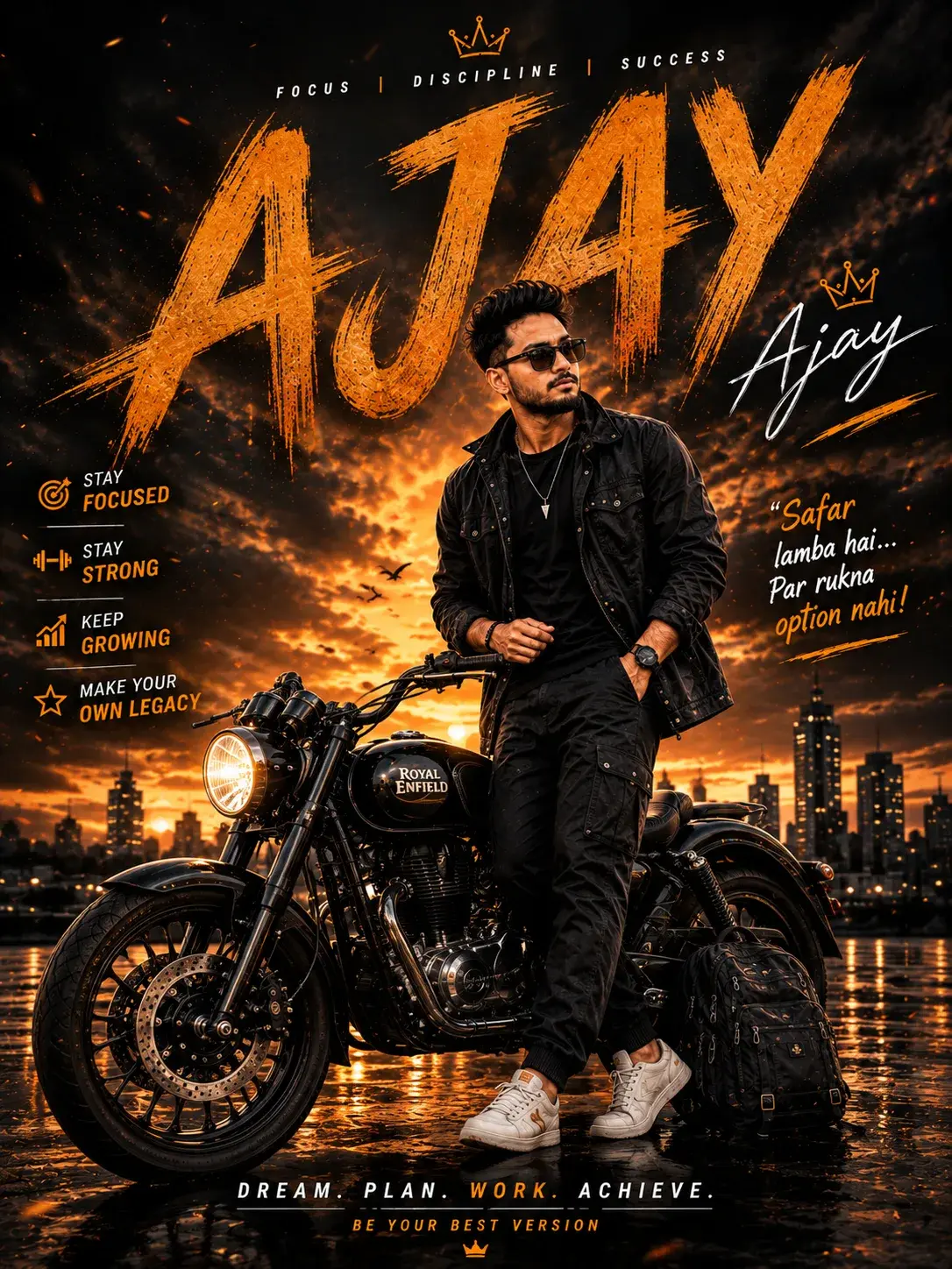 “Ajay – Safar Lamba Hai, Par Rukna Option Nahi!” 🖤🏍️