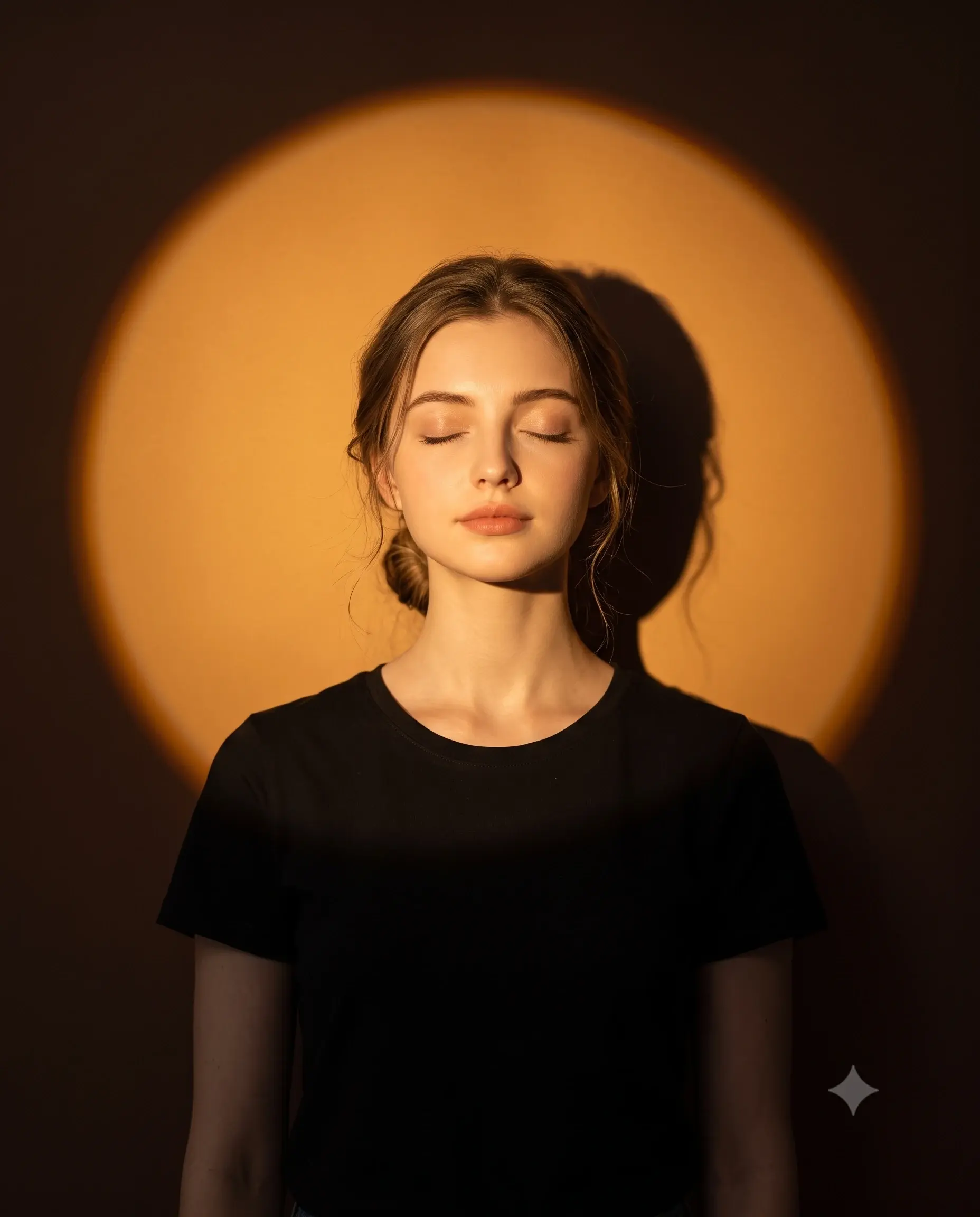 Amber Circular Spotlight On Face