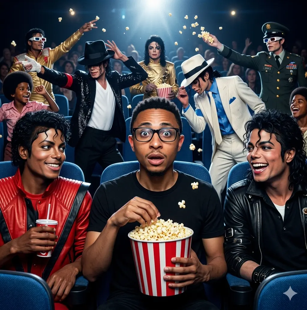Be In A Movie Theater With All Michael Jackson Eras (AI Prompt)
