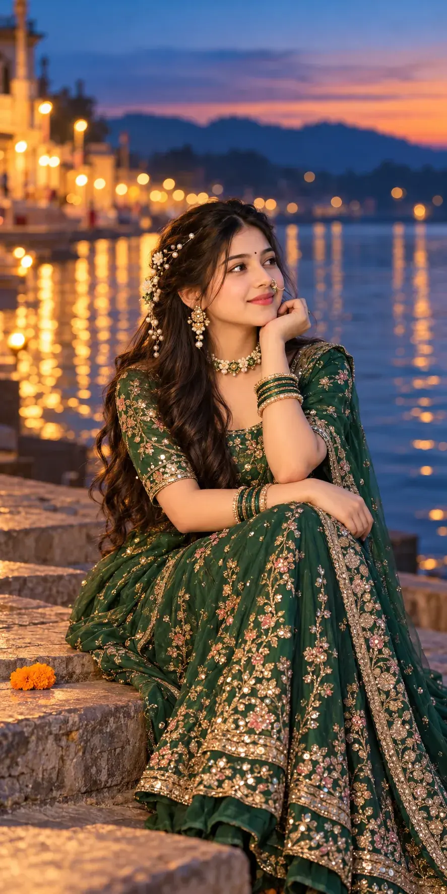 Beautiful Indian Girl In Green Lehenga 💚✨ | Cinematic AI Portrait Aiart Indianbeauty Aiportrait Trending