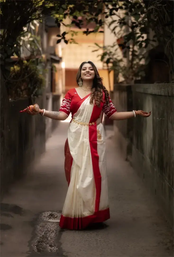 Bengali Woman Traditional Saree Pose