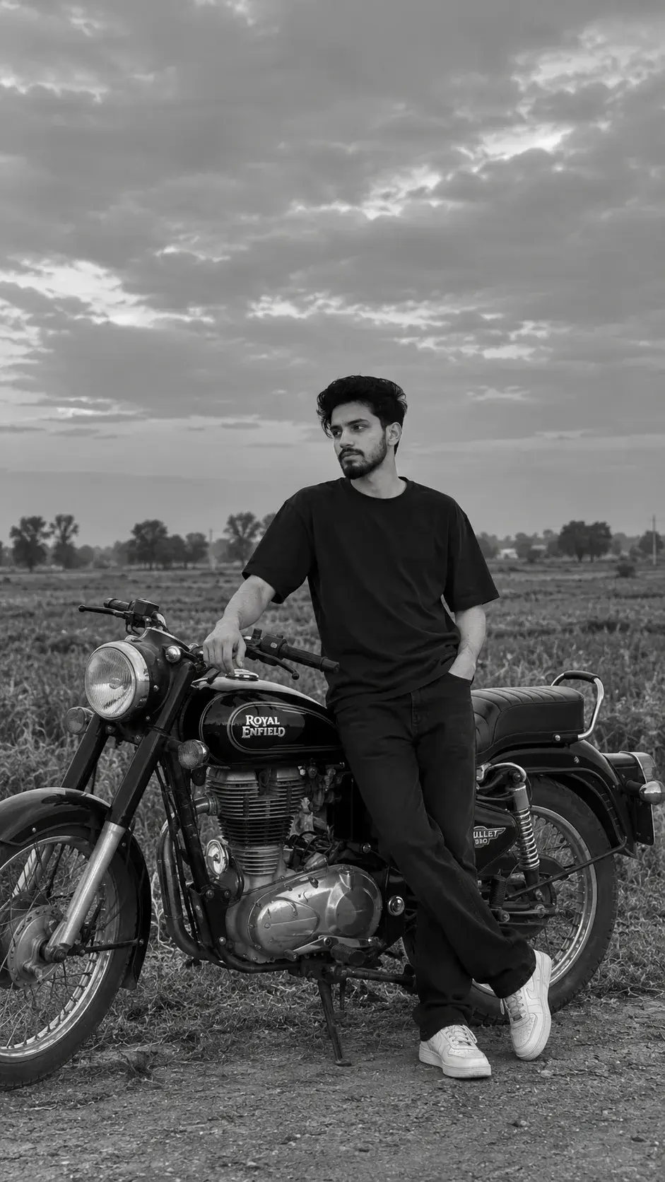 Black And White Bike Photography | Classic Royal Enfield Pose