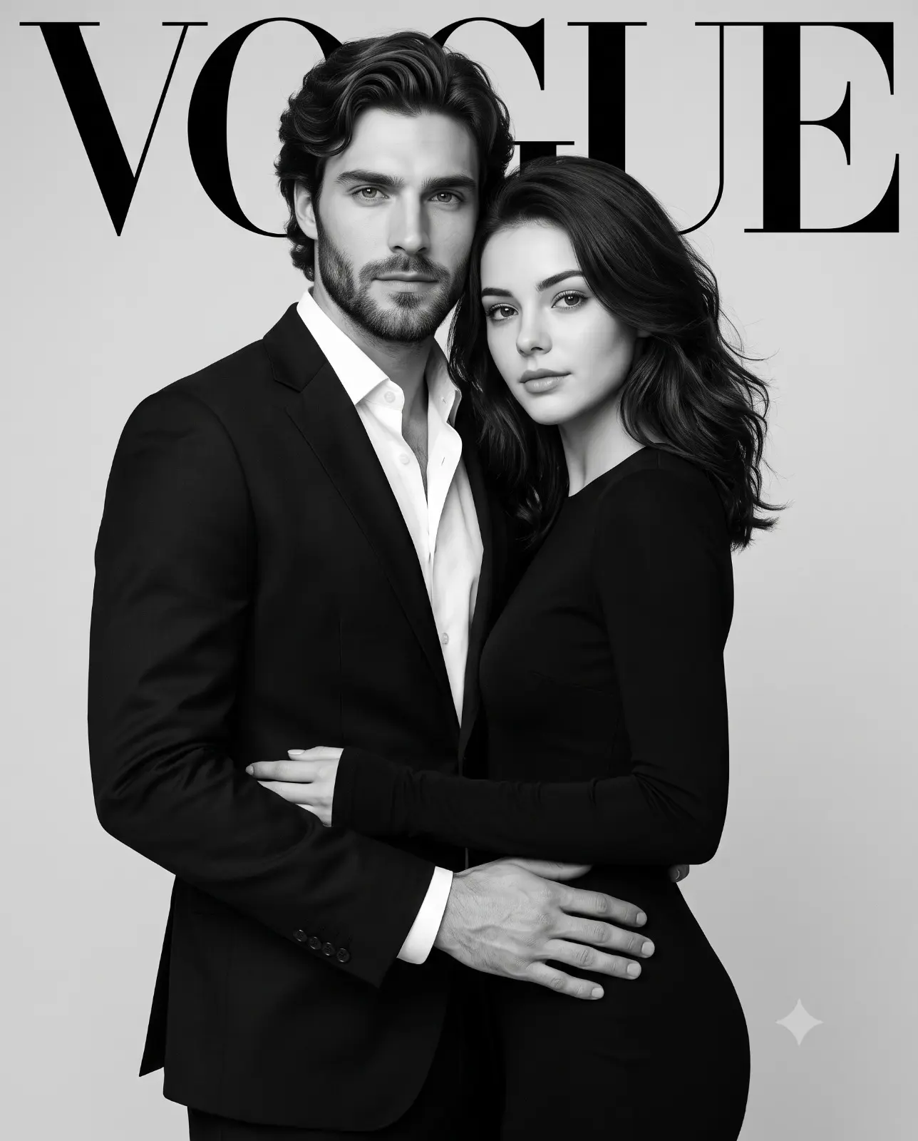 Black And White Vogue Couple Portrait