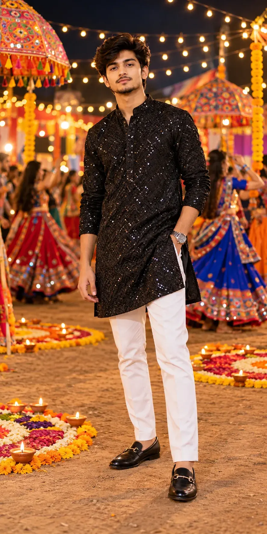 Black Kurta White Pants Outfit 🔥 | Men's Ethnic Fashion