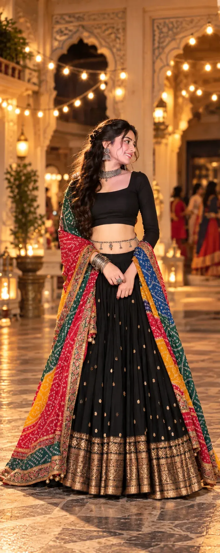 Black Lehenga & Bandhani Dupatta ✨ | Royal Indian Ethnic Fashion Look