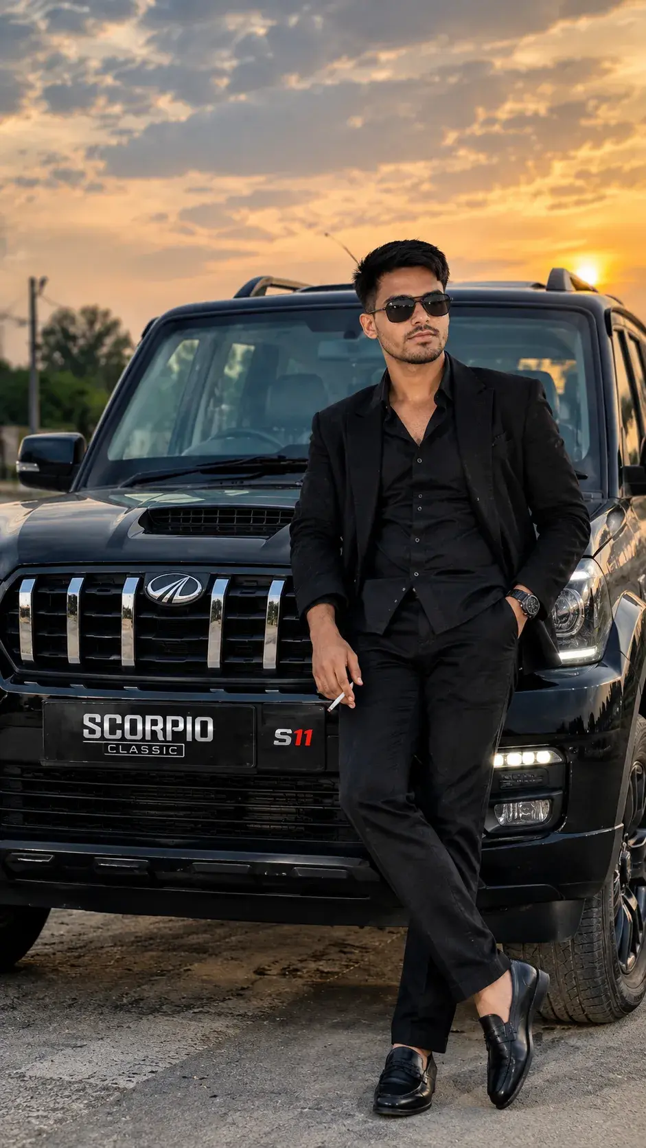 🔥 Black Scorpio 🖤 Royal Attitude 😎👑 | Desi Mafia Look 🔥 | King Vibes Shorts