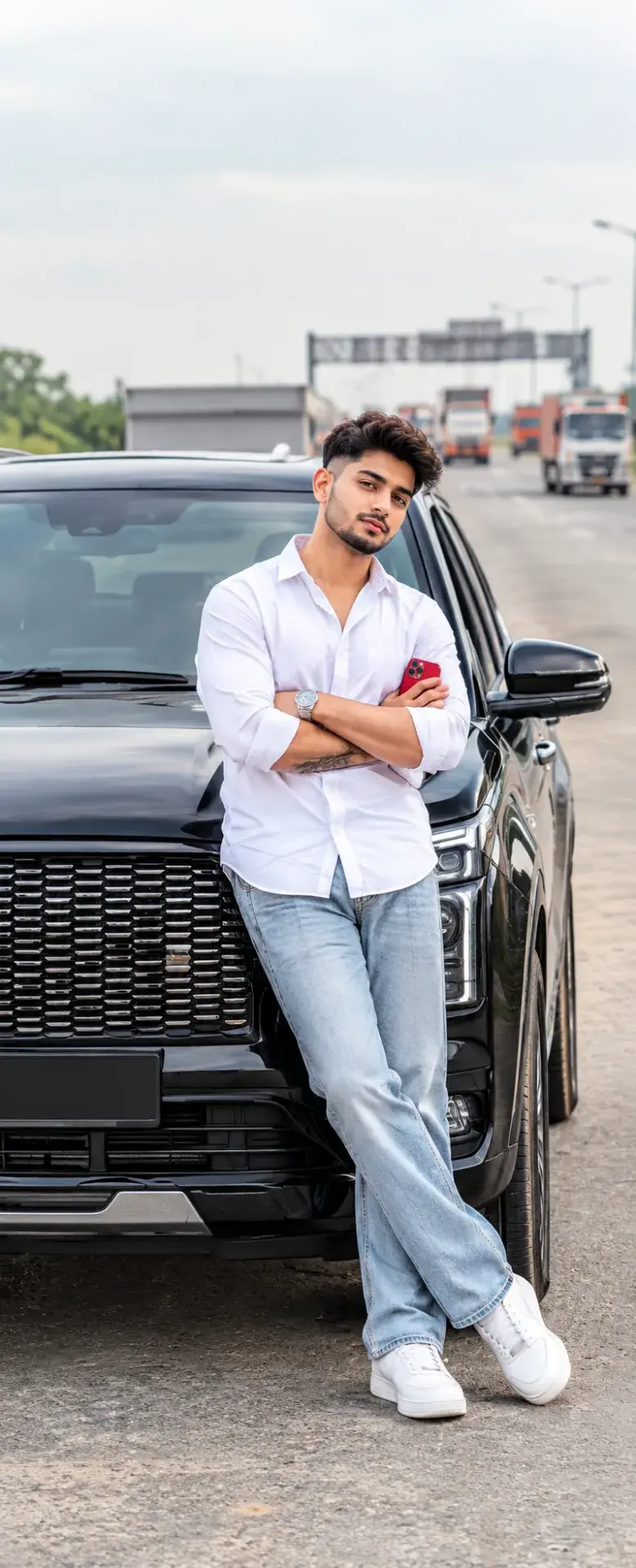 Black Suv Lifestyle Portrait Of A Young Man On A Highway 🚘✨
