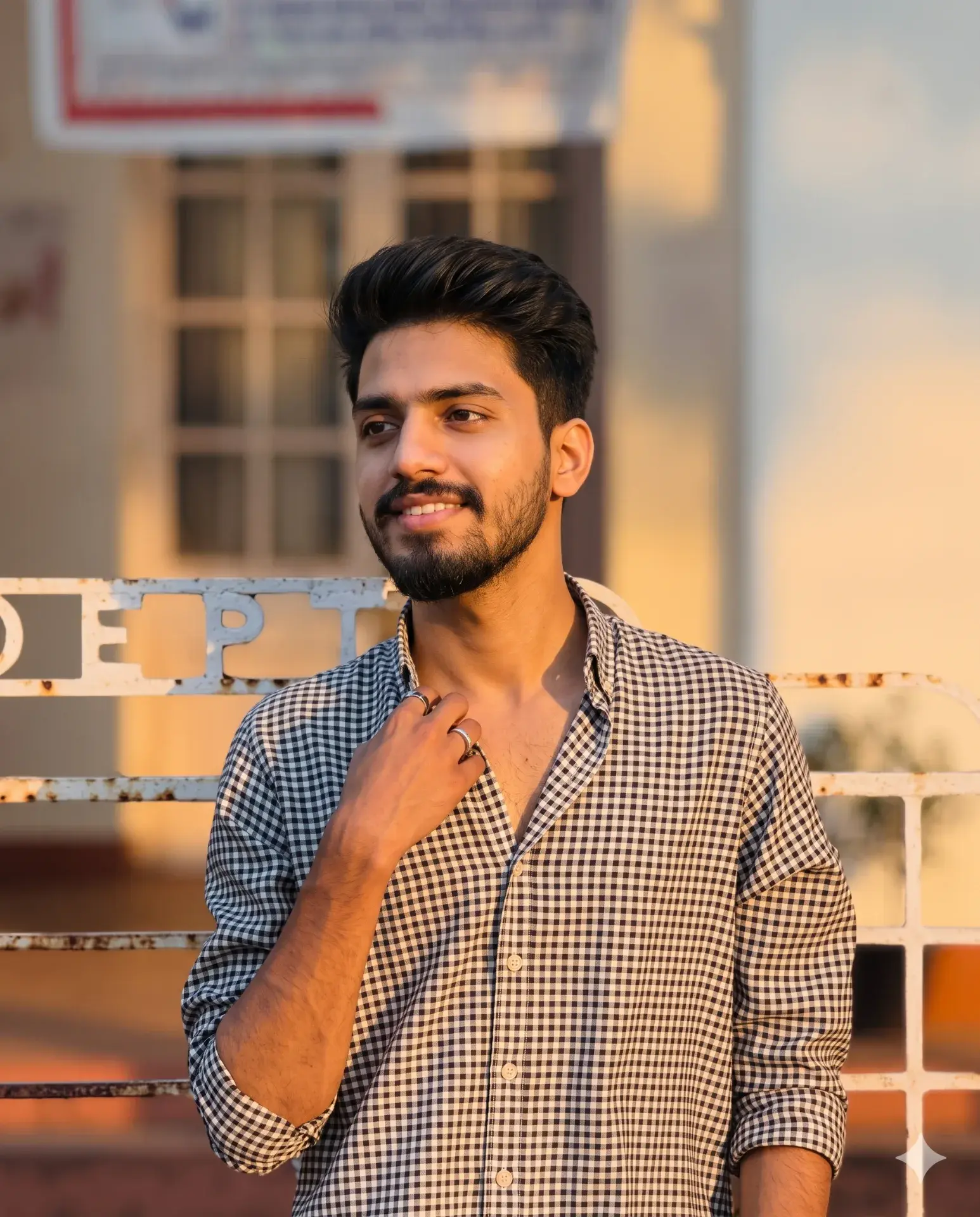 Black White Check Shirt Portrait | Golden Hour Aesthetic