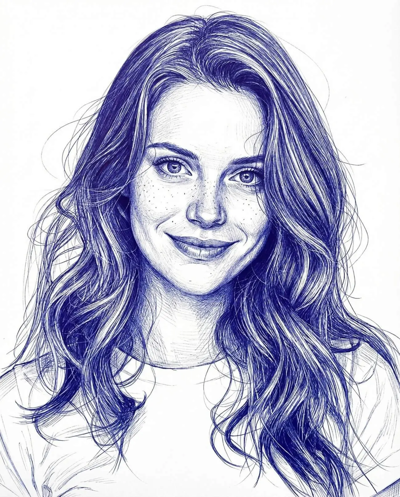 Blue Ballpoint Portrait