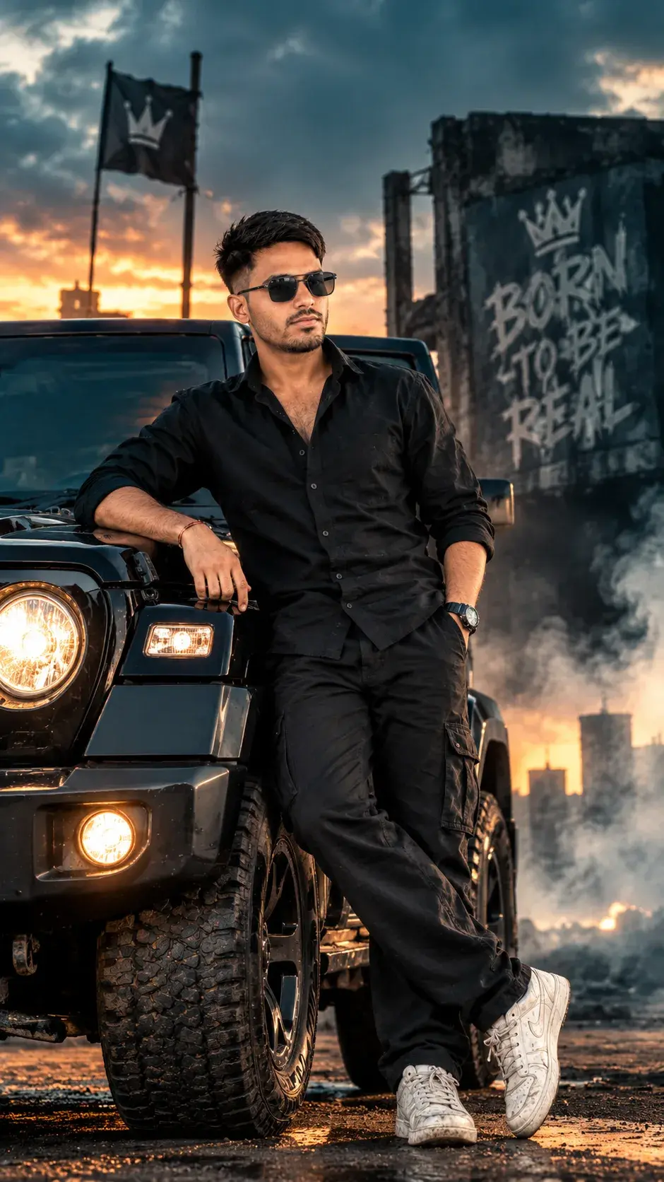 🔥 Born To Be Real 👑😎 | Black Outfit Killer Attitude | Cinematic Look 🖤