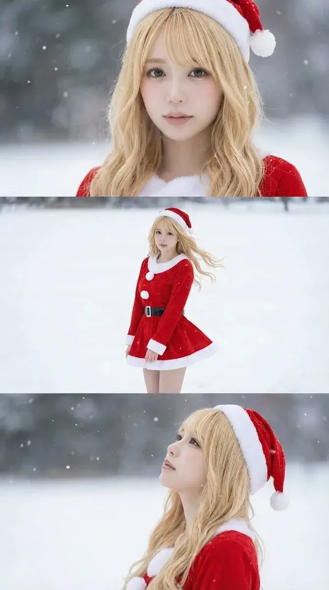 Borrowed Mini Skirt Santa Three-Panel