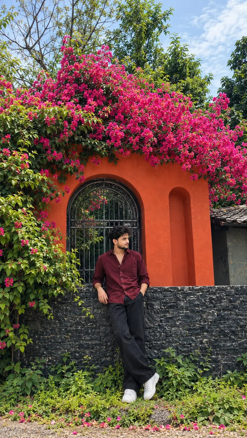 Bougainvillea Garden Luxury Street Portrait — Ultra-Realistic 4K