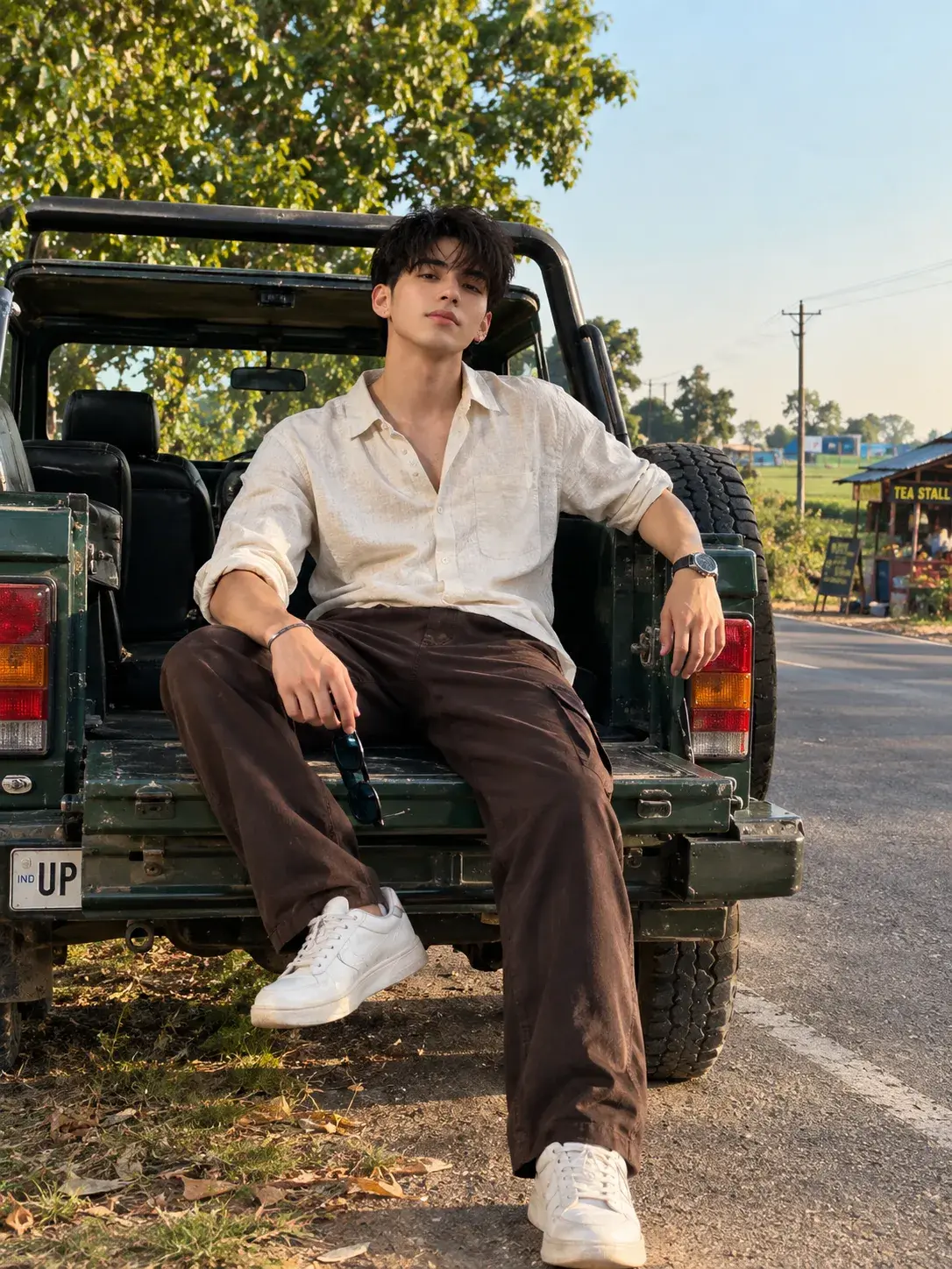 Boy With Vintage Jeep