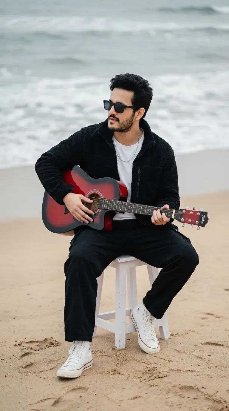 Boys Aesthetic Guitar Portrait