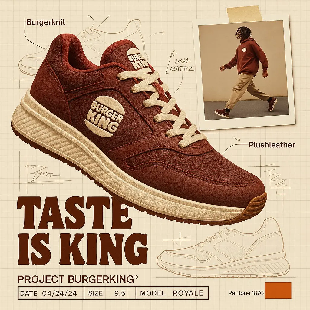 Branded Footwear Ad With Technical Sketches