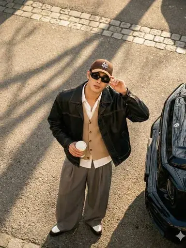 Brown Baseball Cap With White Embroidered.