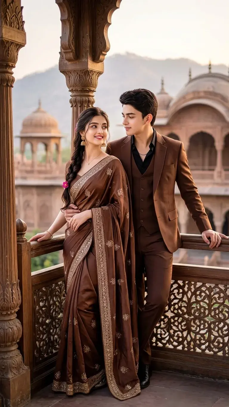 Brown Clad Couples Palace Gaze