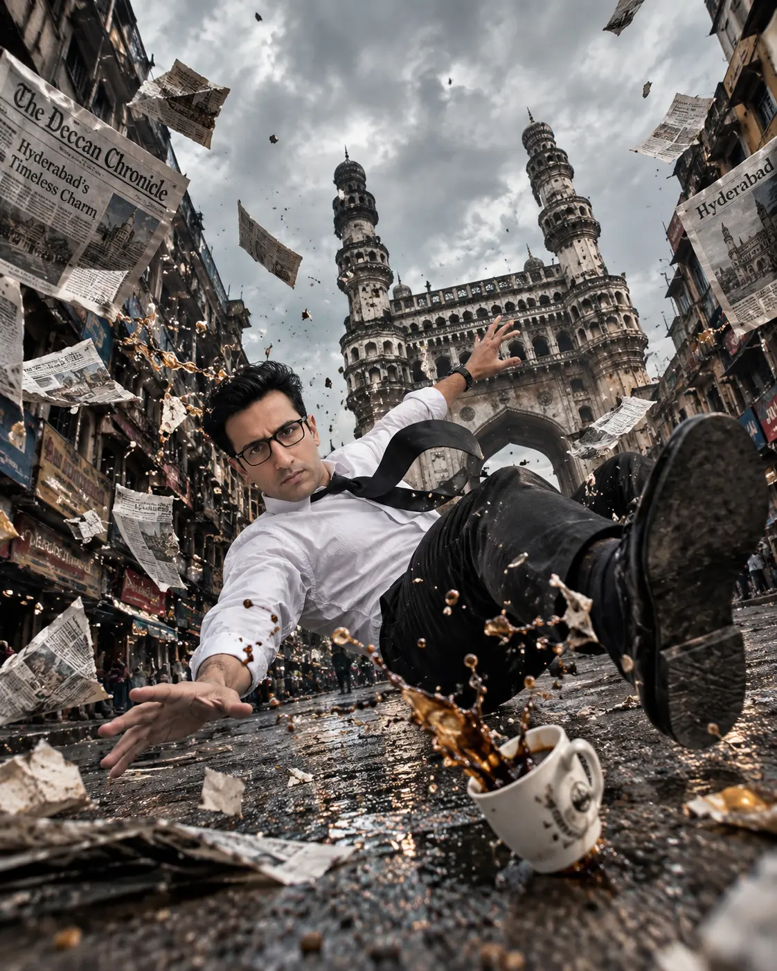 Bullet Time Effect. Frozen Momentum Beneath Charminar