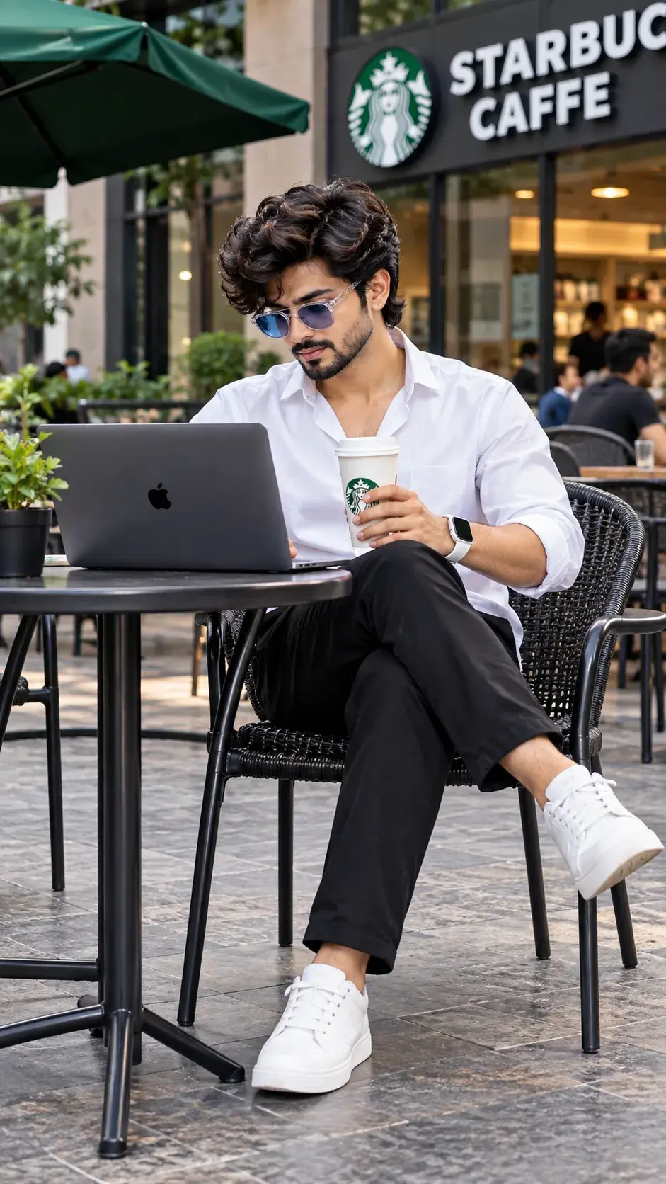 Cafe Aesthetic Men | Stylish Coffee Shop & Laptop Lifestyle