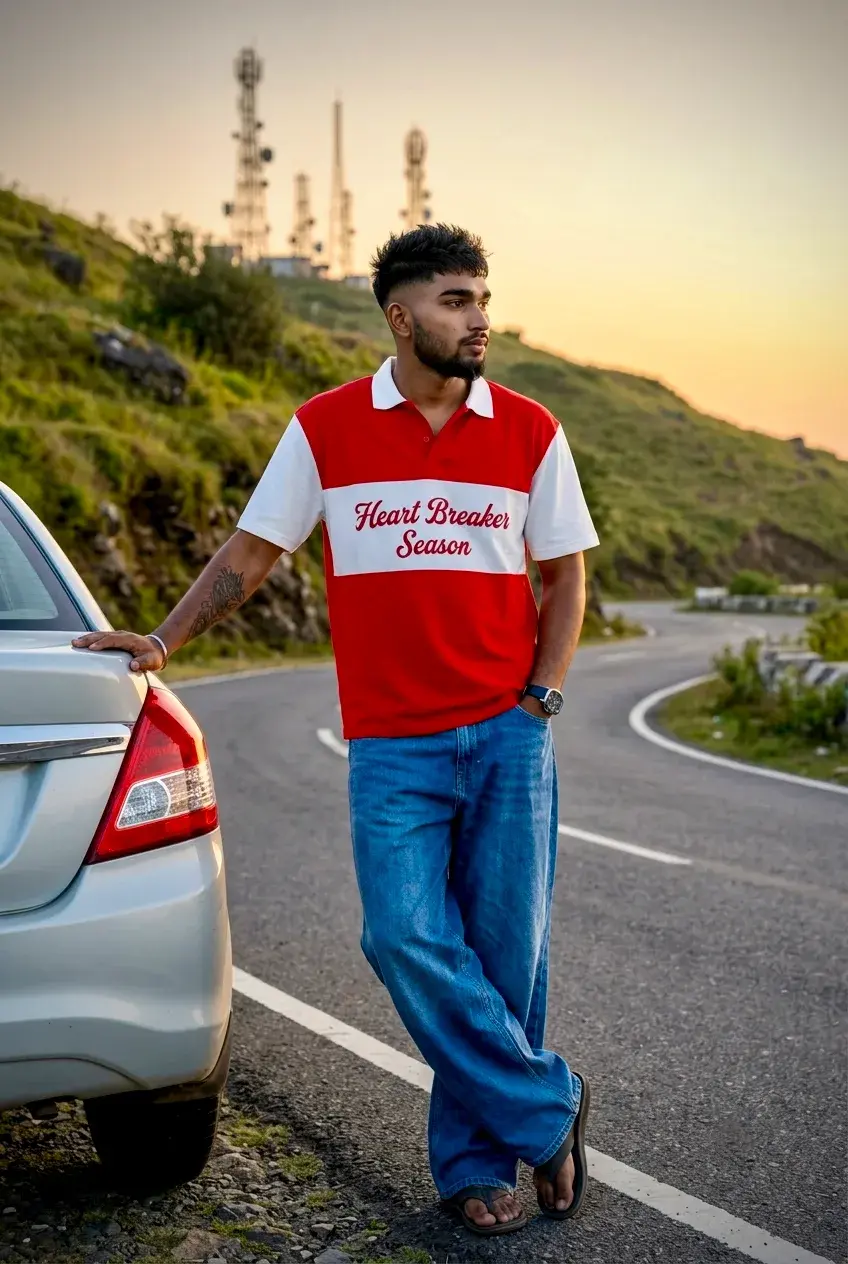 Candid Hillside Road Portrait At Golden Hour