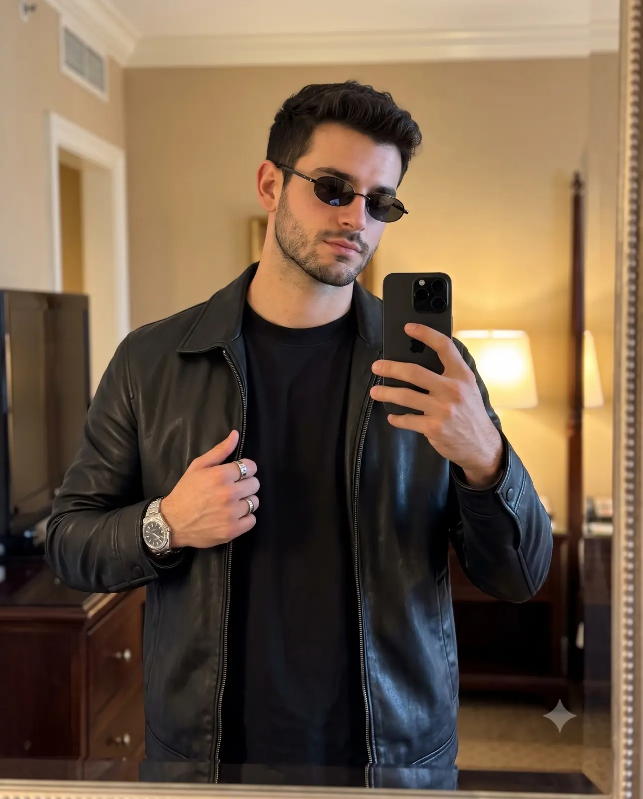 Casual Bad Boy Look Mirror Selfie