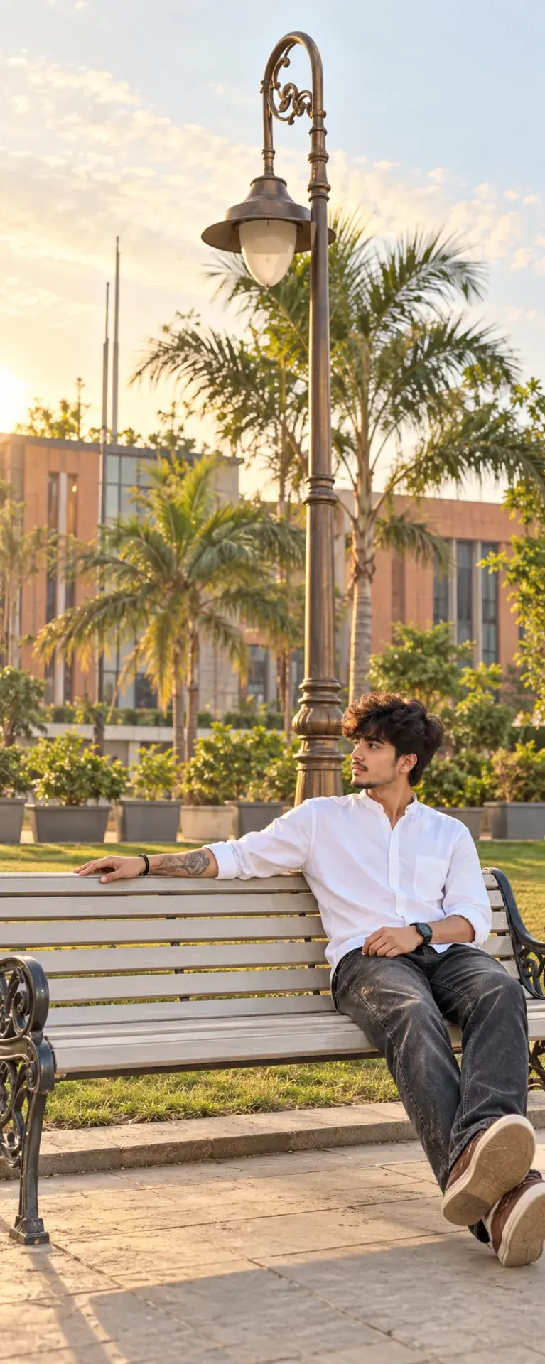 Casual Men’s Golden Hour Portrait – Warm Film Photography 📸✨