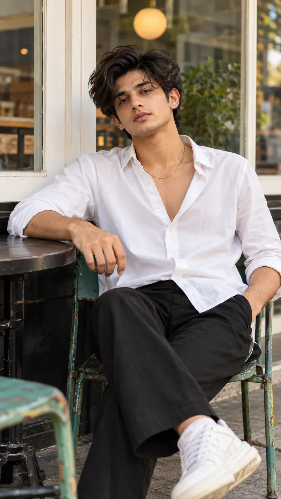 ☕🤍 Casual Men’s Portrait Photography – Soft Café Editorial Look