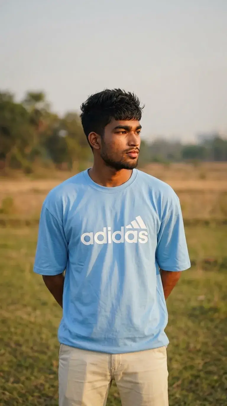 Casual Outdoor Male Portrait In Open Field Prompt
