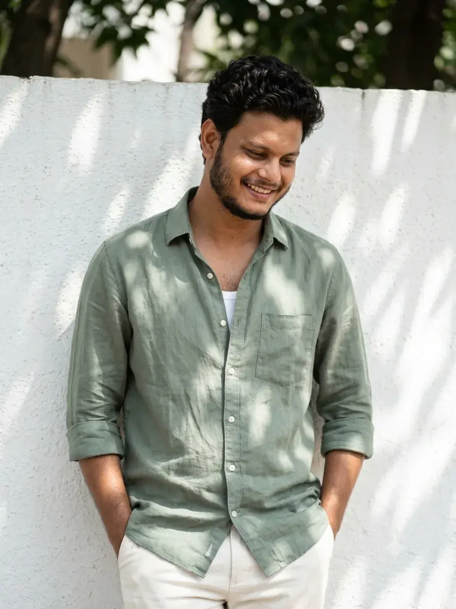 Casual Smile Against White Wall