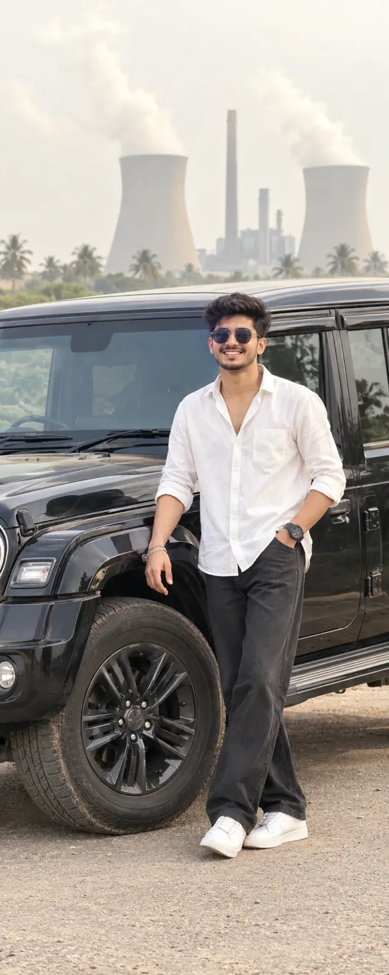 Casual Streetwear Portrait Of A Young Man Walking Beside A Black Suv 🚘✨