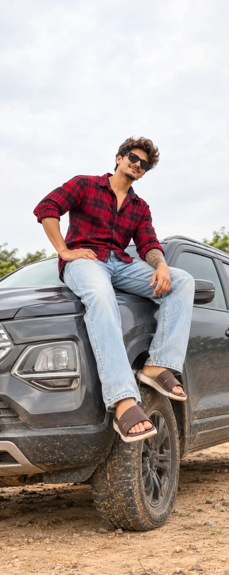 Casual Suv Portrait Of A Young Man In Red Plaid Shirt 😎❤️