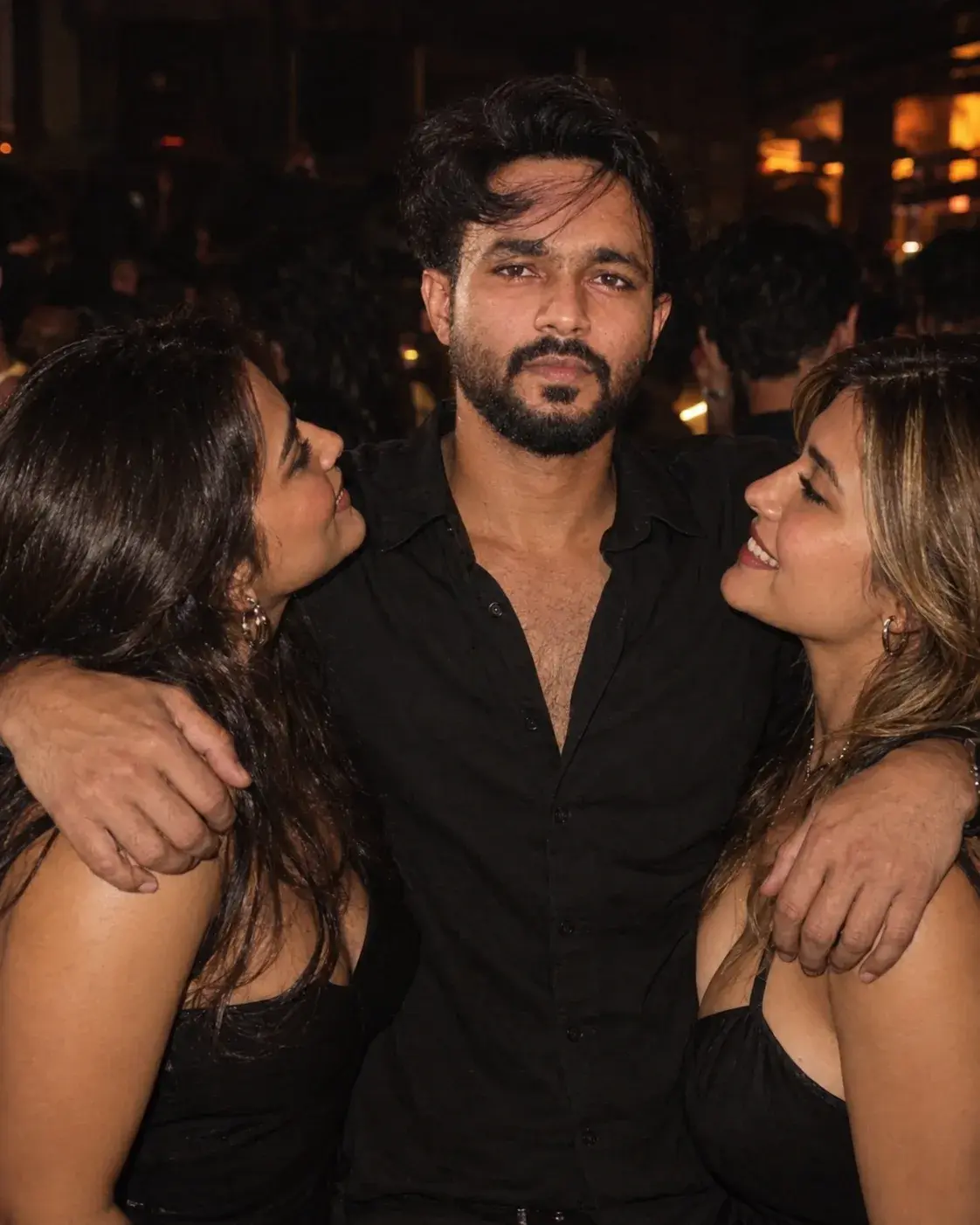 “Caught Between Two Smiles, Lost In The Moment. 🖤🥂✨”