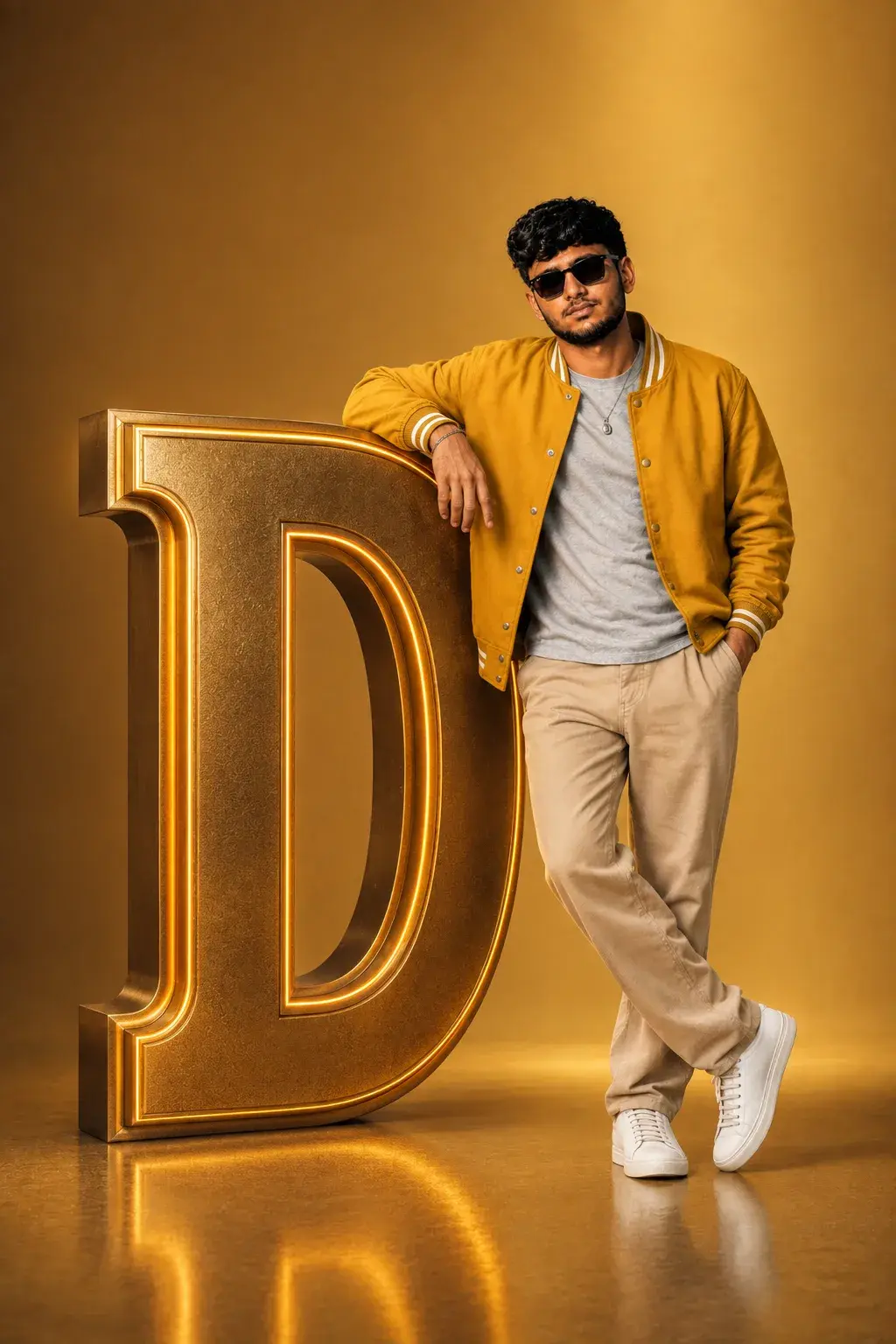 Cinematic 3D Letter D Portrait Strict