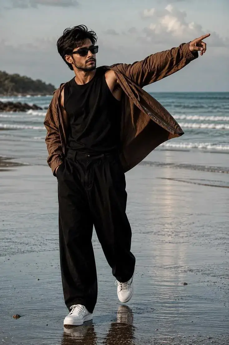 Cinematic Beach Fashion Portrait Prompt